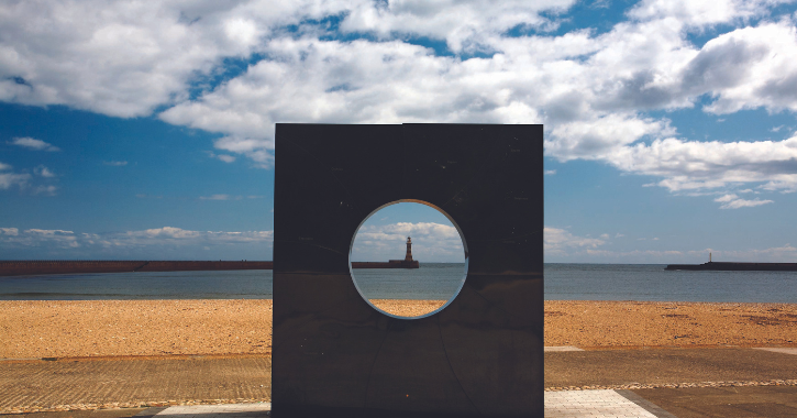 Sculpture which looks on to Roker Pier and Lighthouse