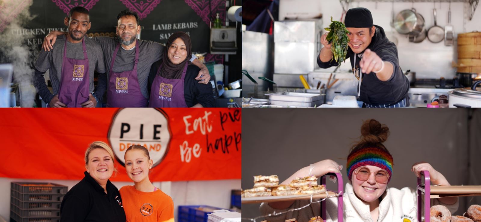 A montage of traders at Bishop Auckland Food Festival