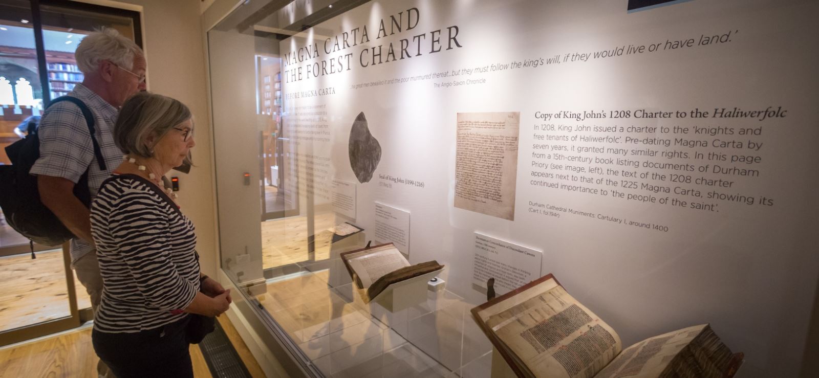 People looking at Magna Carta Exhibition