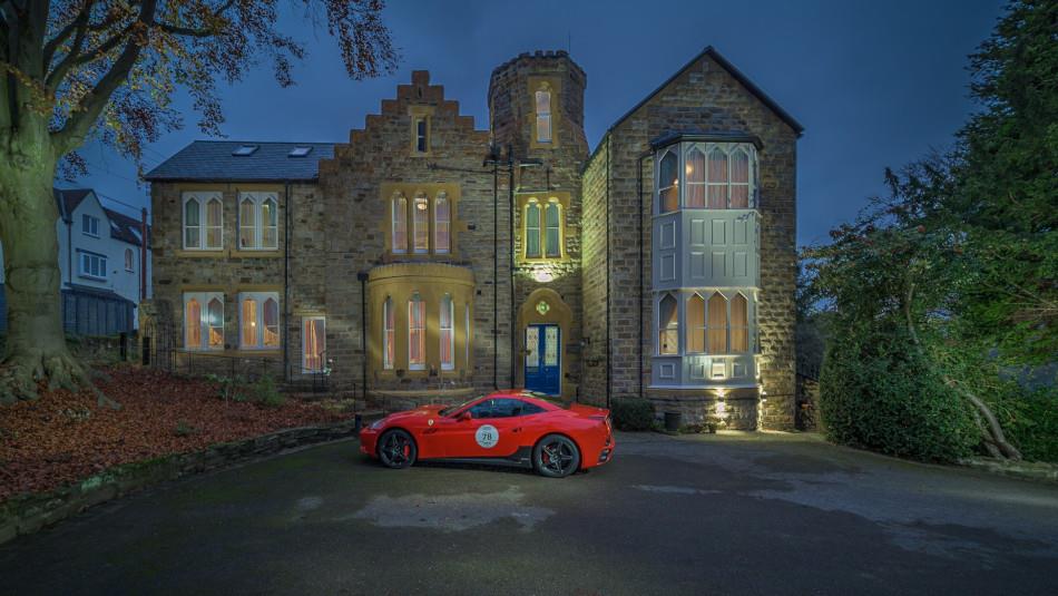 External view of Farnley Tower in the evening